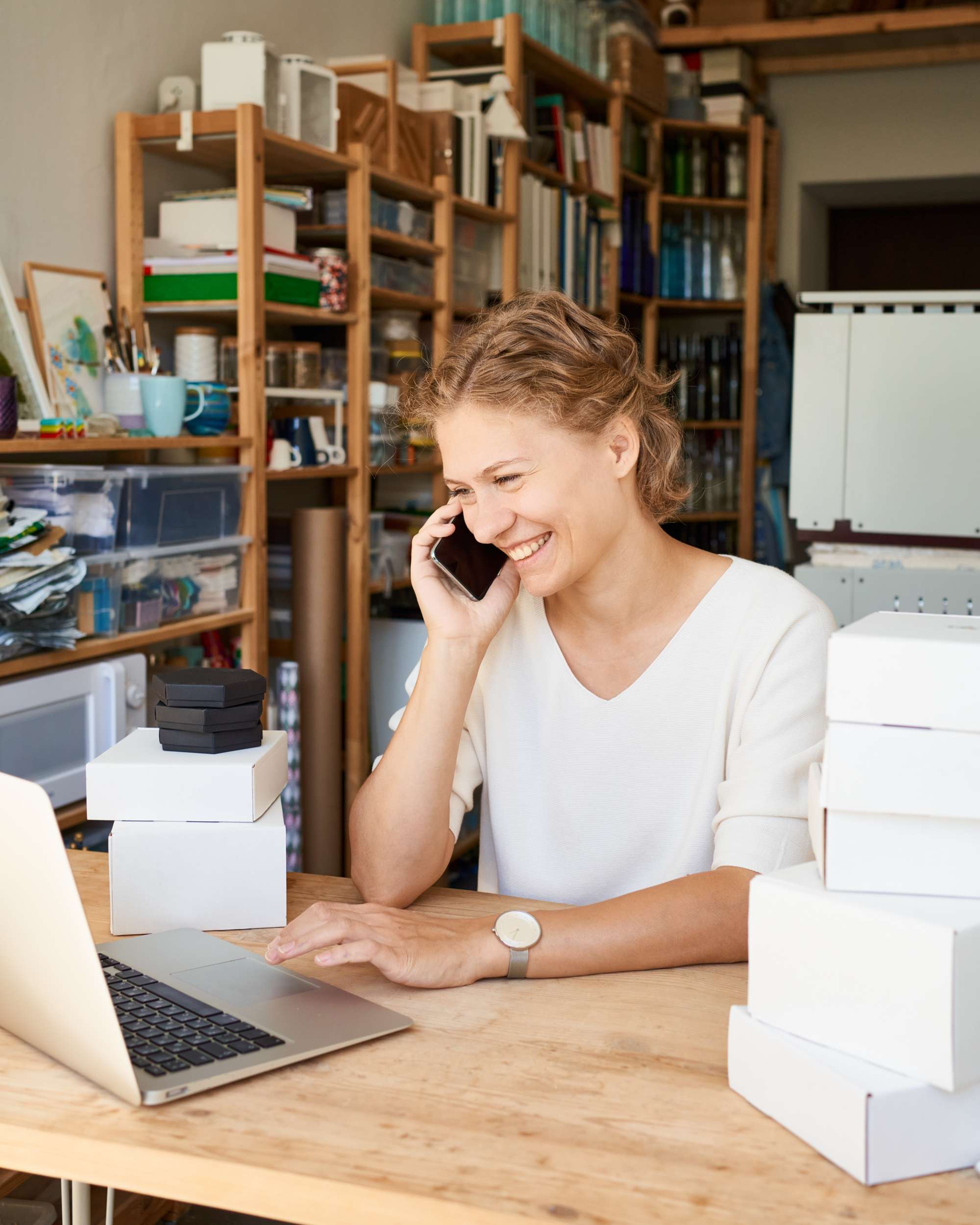 Businesswoman Working on Computer